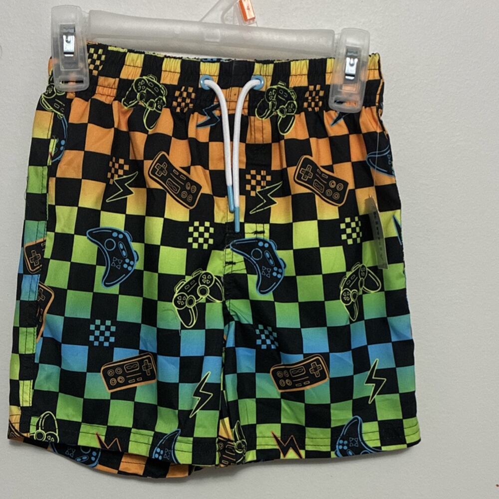 Swimming Trunks Boys Size 4 Gaming Multicolor Checkered